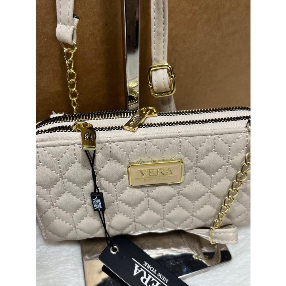 NWT Vera New York Leana Quilted Double Zip Crossbody